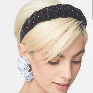 Lele Sadoughi Black Jet Dot Velvet Kelly Headband NEW